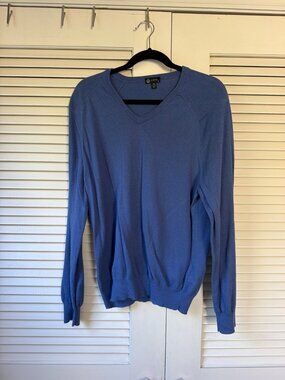 J.Crew Men's Blue V-Neck Sweater — Size Medium